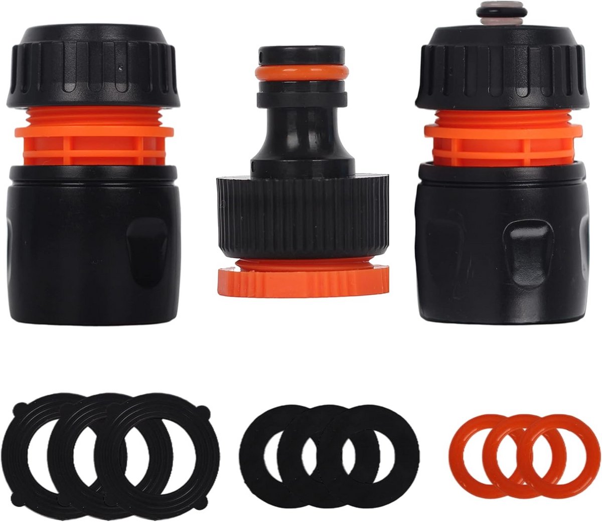 Tuinslang Connector Set - Kraan Hulpstukken - Water Geven - 2-in-1 Schroefdraad - 3/4 & 1/2 Inch - Grijs