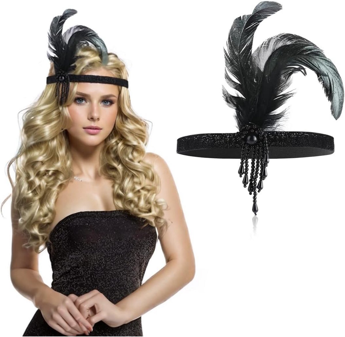 Hoofdband Jaren 20 Stijl met Veer - Gatsby Flapper Accessoire voor Dames