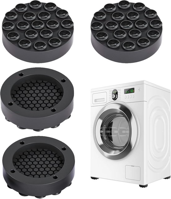 Set van 4 Vibro-isolerende Voetjes voor Wasmachine en Droger - Antislip ...