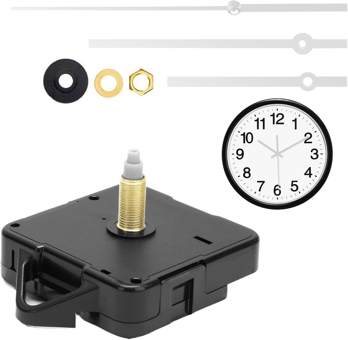 Stil Uurwerk Wandklok Vervangen - Complete Set met Wijzers voor Reparatie DIY Projecten - Ø24mm