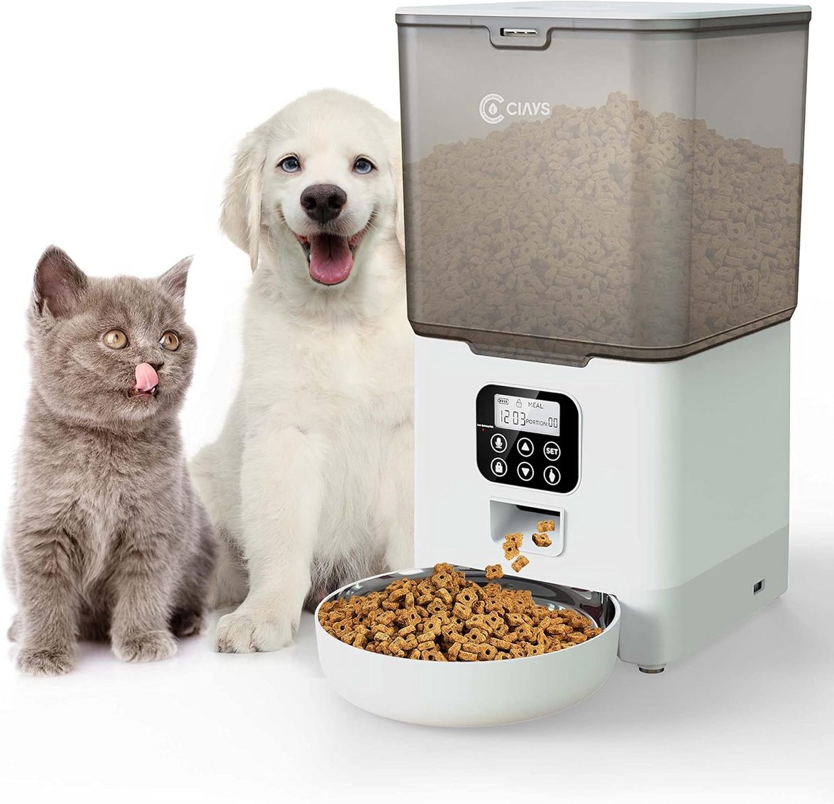 Automatische Kattenvoederbak 5,6L - Programmeerbaar Huisdieren Voersysteem voor Droogvoer