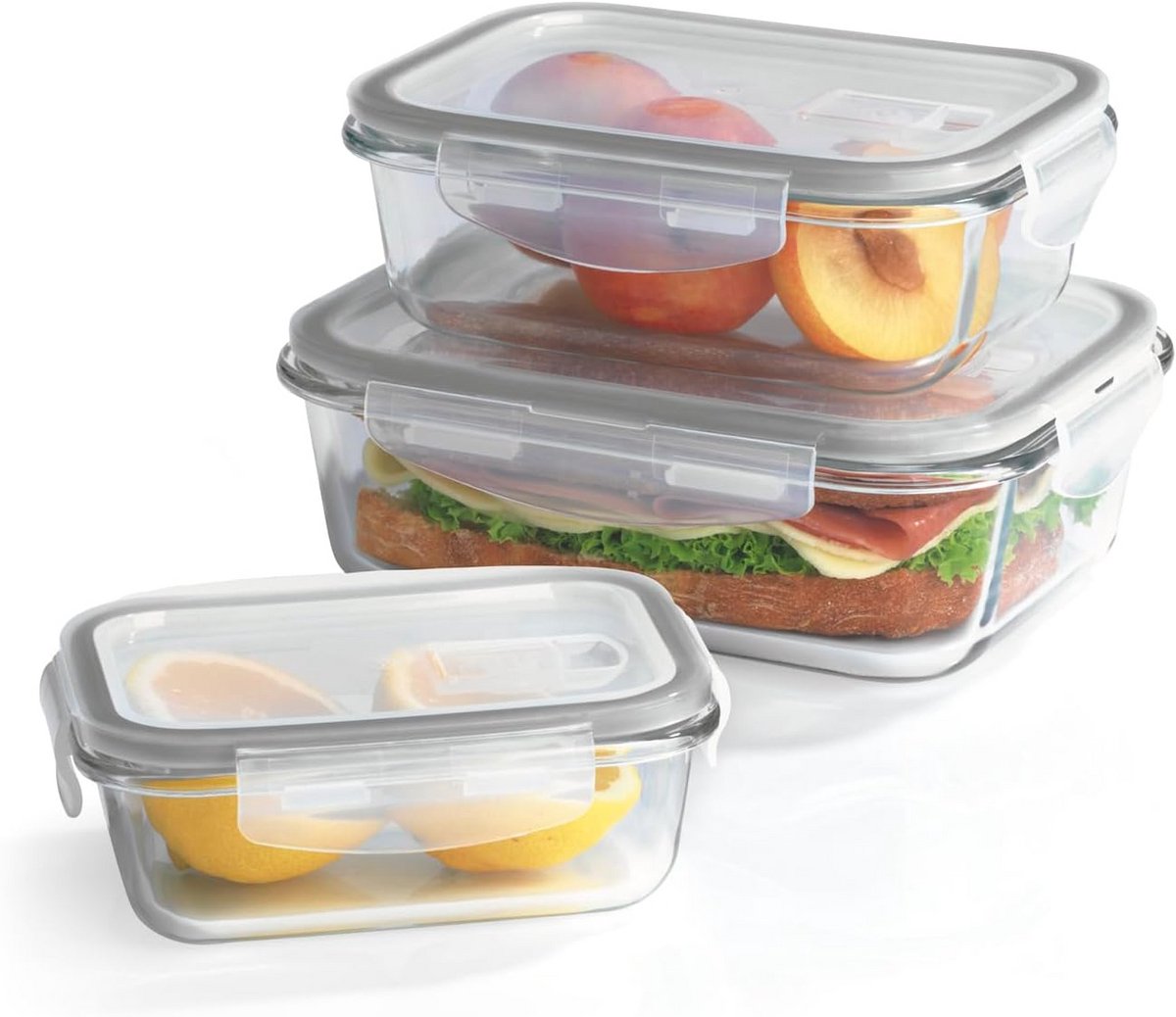 Vershouddozen Set van 6 Glas met Luchtdichte Deksel - Magnetron, Vaatwasser & Vriezer Bestendig
