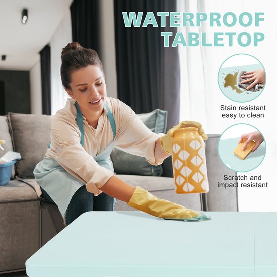Campingtafels 125 cm - Inklapbare Vouwtafel Met Handgreep En Verstelbare Hoogte - Multifunctioneel - Kunststof - Blauw — afbeelding 4