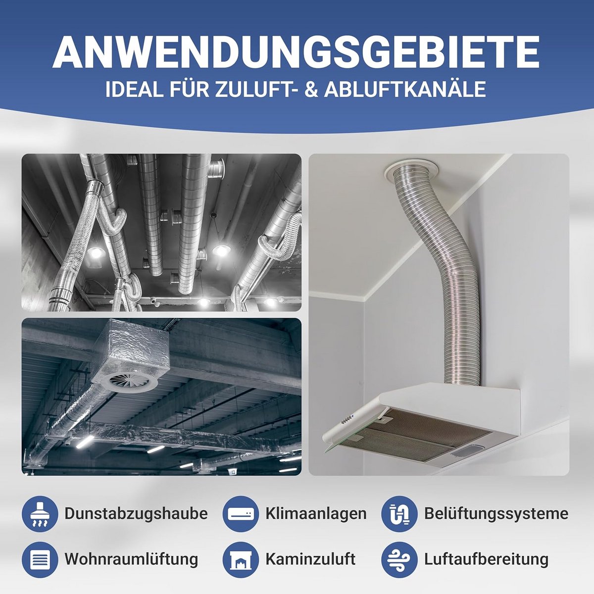Flexibele Aluminium Buis 300 mm Lengte 5 Meter voor Ventilatie en Afzuiging