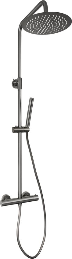 Novi - Gun Metal Doucheset - Rond