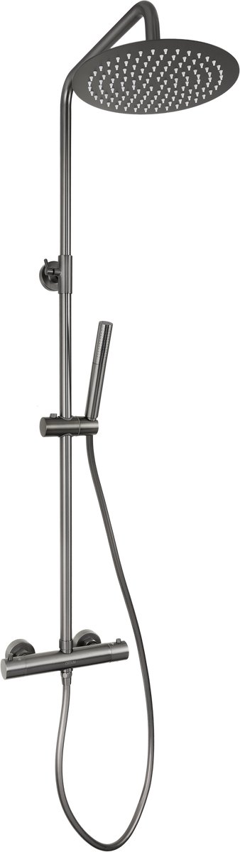 Novi - Gun Metal Doucheset - Rond