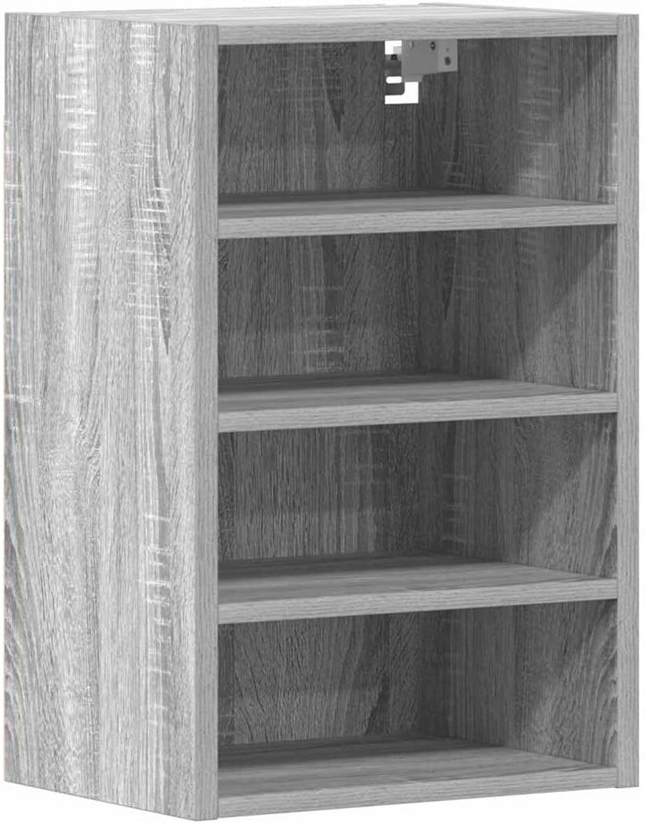 Wandkastje Hangende Kast 40x30 cm Hout met Uitsnijdingen Grijs Sonoma Eiken