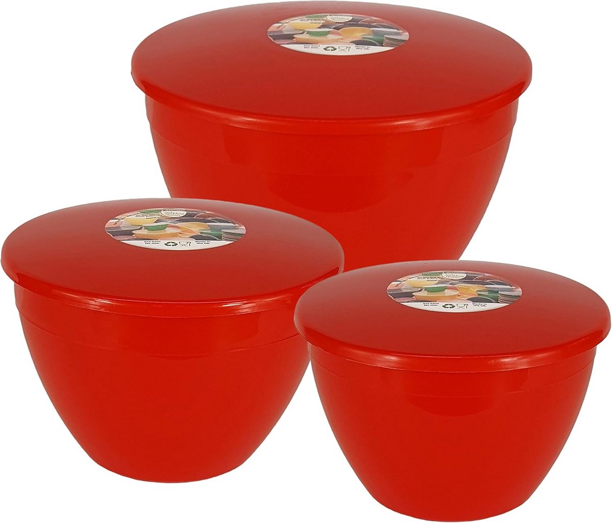 Set van 3 Puddingvormen met Deksel: Diverse Grotere Maten (850ml tot 1.71lt)