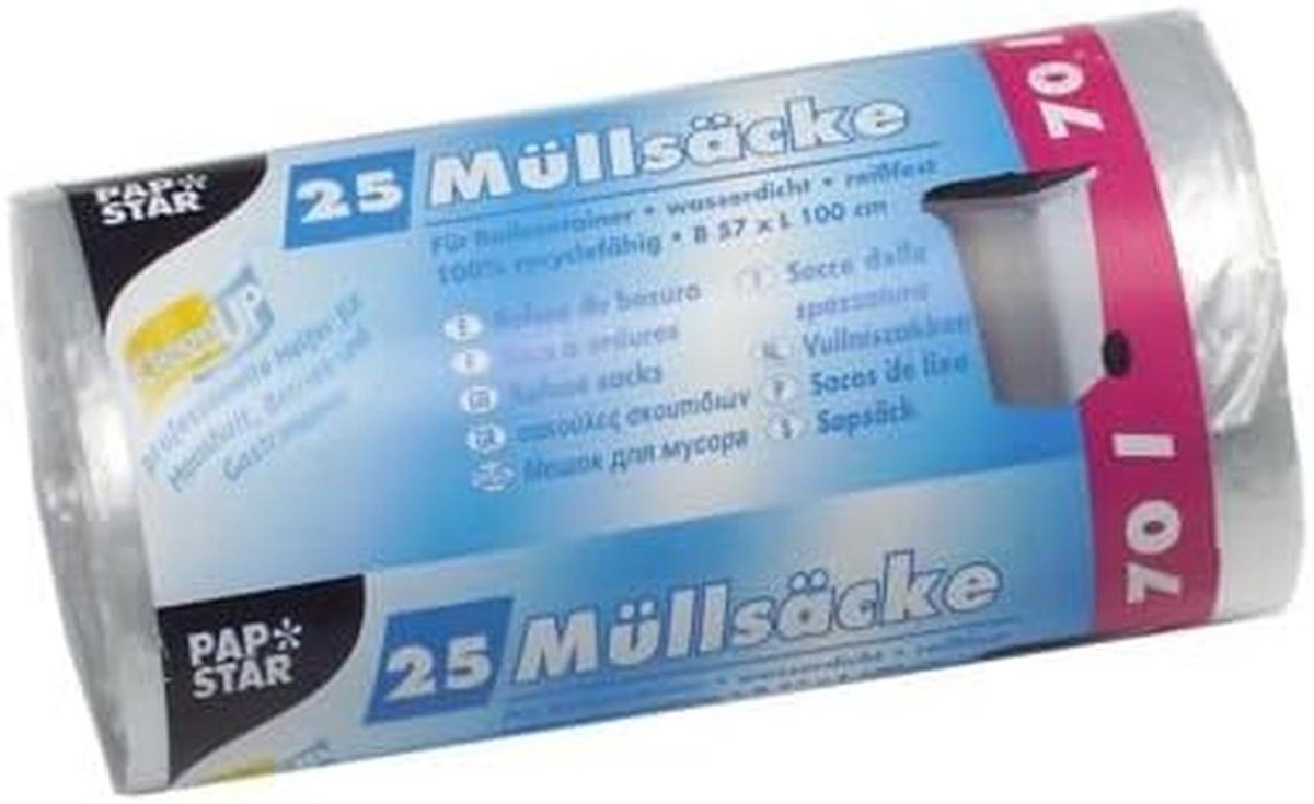 Transparante Vuilniszakken 70 Liter - Stevige Afvalzakken (25 Stuks)
