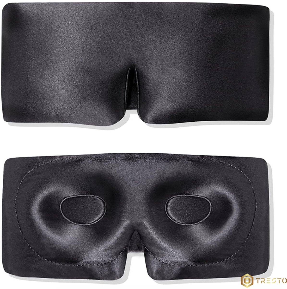 TRESTO - Premium Zijden Slaapmasker 3D – Geen Druk op de Ogen – 100% Verduisterend – Ultrazacht Moerbeizijde – Zwart