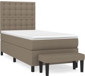 vidaXL - Sommier tapissier - avec - matelas - tissu - taupe - 80x200 - cm