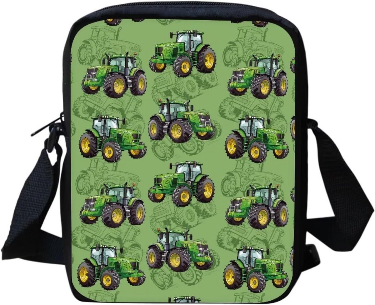 Cartoon Tractor crossbody tas voor dames, lichtgewicht polyester tas met verstelbare riem, 23x17x6 cm