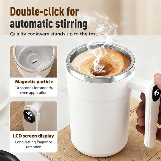 Keukengerei Magnetische Automatische Roermok 2026 Upgrade RVS Reismok Magnetisch Roeren Voor Kantoor En School Witte Blender Zelfroerende Beker van Merkloos — afbeelding 5