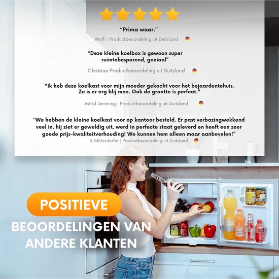 Stillstern Mini Koelkast 45L – Minibar met Vriesvak – Stille Koelkast met Slot en Automatische Ontdooiing – Tafelmodel – Zilver van Stillstern — afbeelding 5