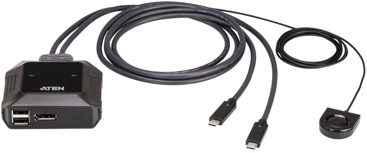 2-Poorts 4K DisplayPort USB-C KVM-Switch met Externe Selectieknop