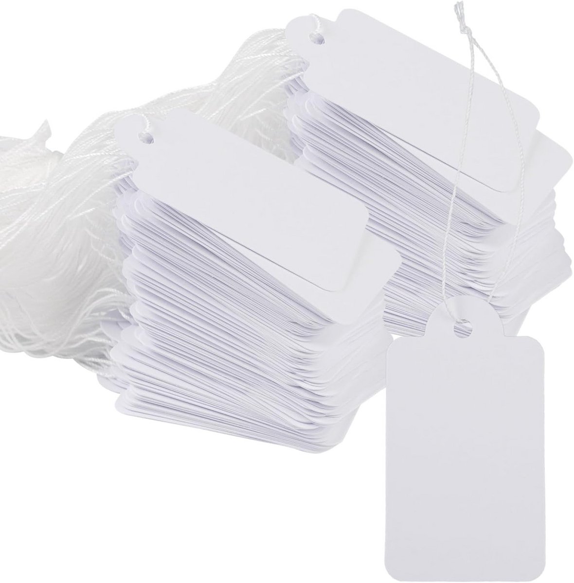 500 Witte Ophanglabels met Draad voor Prijsaanduiding en Beschrijving
