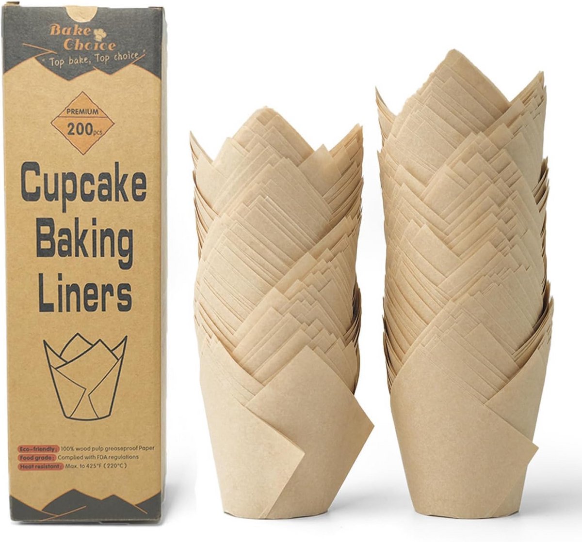 200 Stuks Tulpen Vormige Cupcake Vormpjes van Dikker Bakpapier