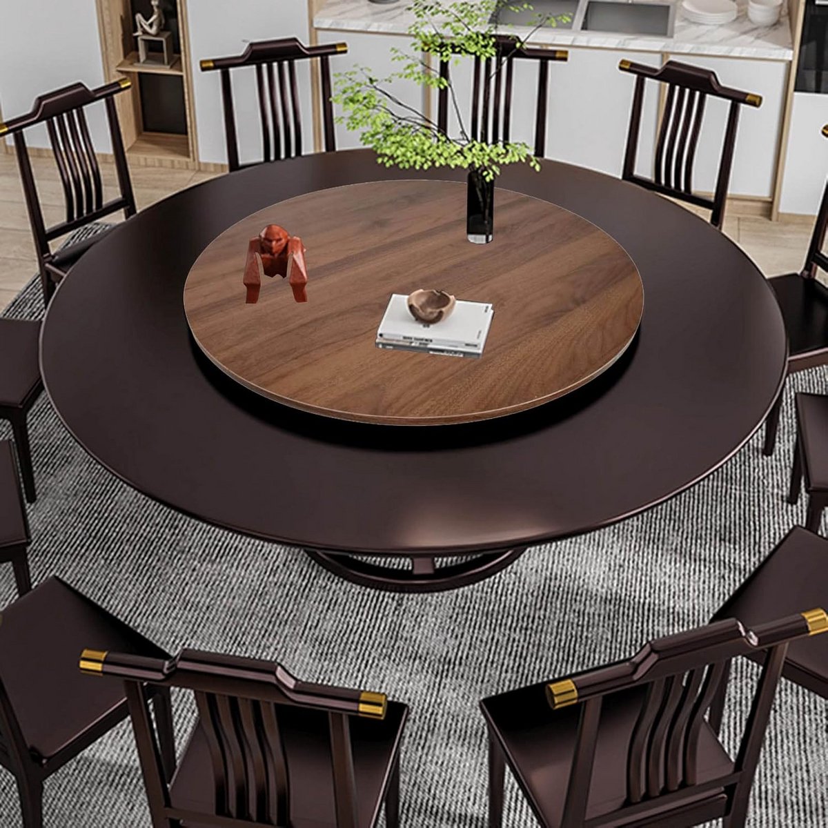 Houten Draaibare Serveerplateau voor Eettafel - Ronde Tafel Organizer