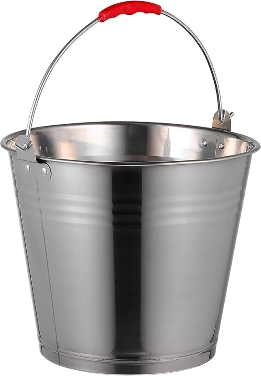 Grote Emmer van Roestvrij Staal - 12 Liter - Multifunctioneel voor Tuin, Huis en Bouw