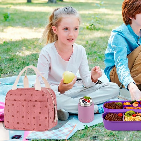 Koeltassen - Lunchtas - Handvat Riem - Koeltas - Lunch Bag - Geïsoleerde Koeltas - Picknicktas - 25.5*21*17cm - Geschikt voor werk, kantoor, reizen en picknicks（Roze） van Merkloos — afbeelding 4