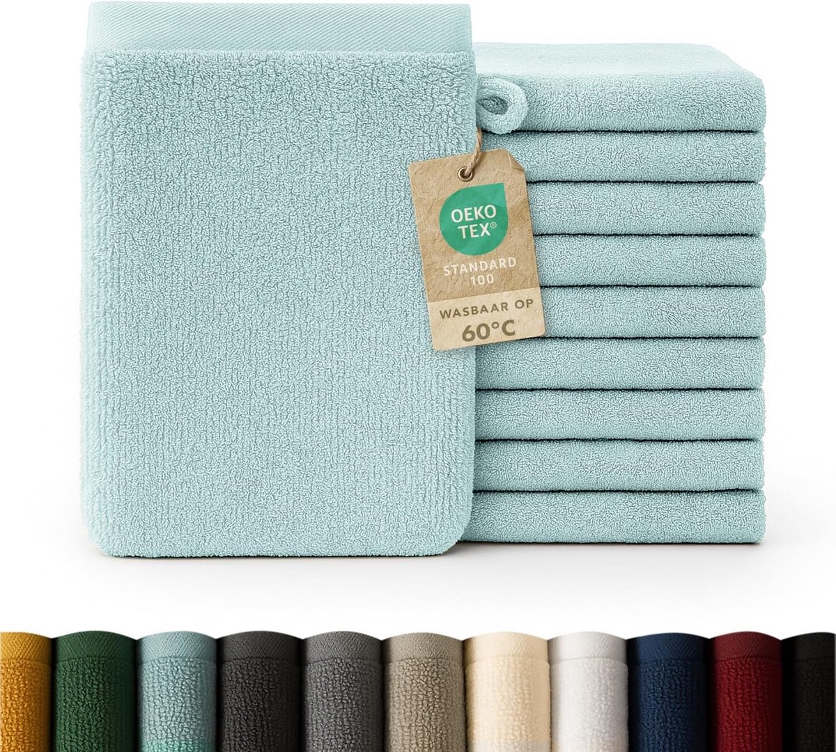 Handdoekenpakket 10 washandjes 15x21 cm - zacht en absorberend, 100% katoen, Oeko-Tex 100,