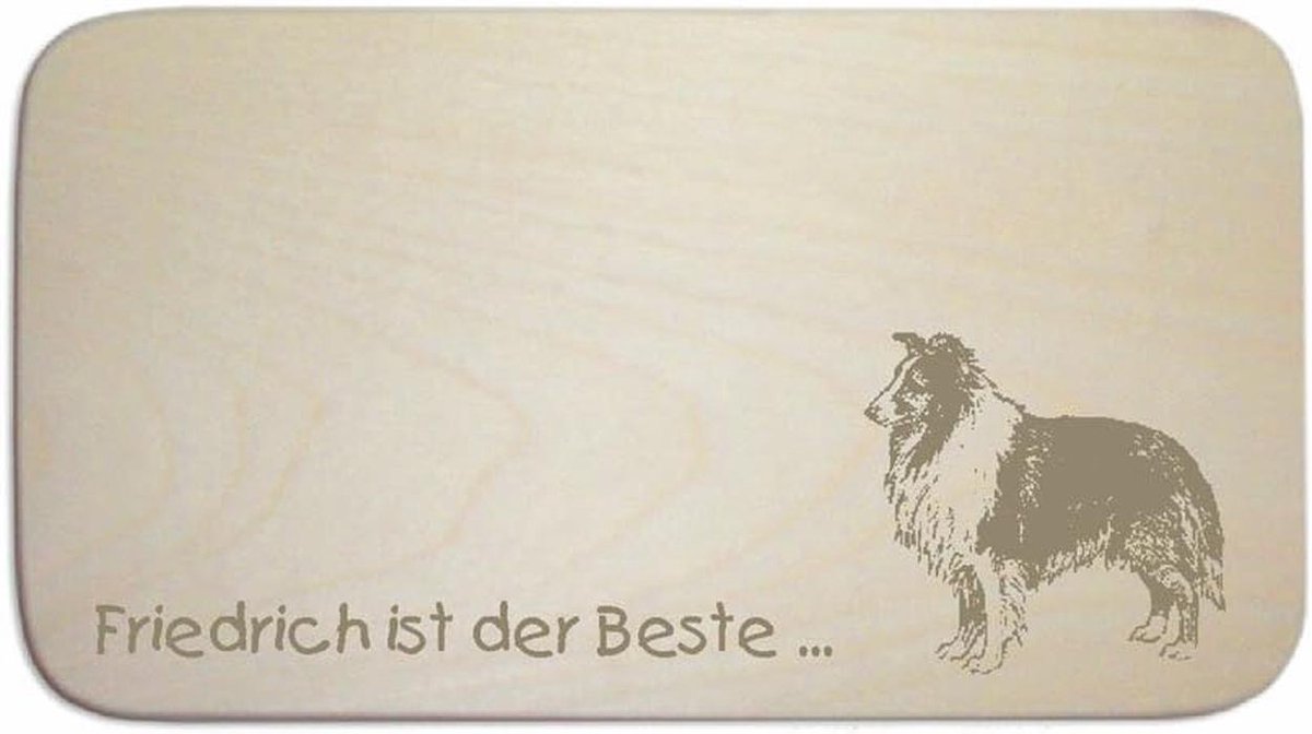 Ontbijtplank Hond Shetland Sheepdog - Gepersonaliseerd Beukenhout - Uniek Cadeau