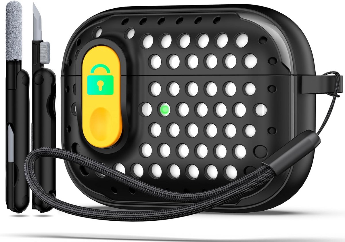 Beschermhoes voor Airpods Pro met Carabiner en Robuuste Valbescherming