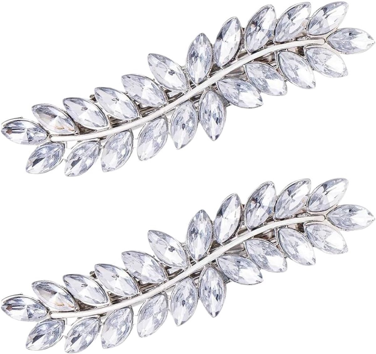 2x Luxe Zilveren Haarspeldjes met Kristallen en Strass - Bruid & Dames Accessoire