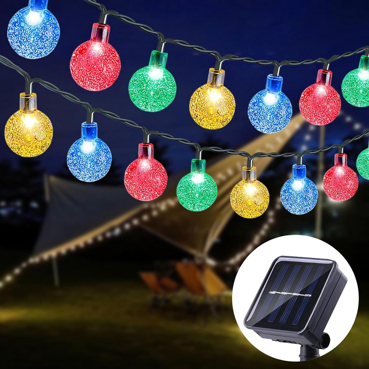 Lichtsnoer op Zonne-Energie 11M 60 LEDs Solar Tuinverlichting - Kleurrijk Lichten - Waterdicht - Tuin Bomen Terras - Kerstmis Bruiloften Feesten - Multifunctioneel - Zonne-energie Outdoor Verlichting tuinverlichting op zonneenergie