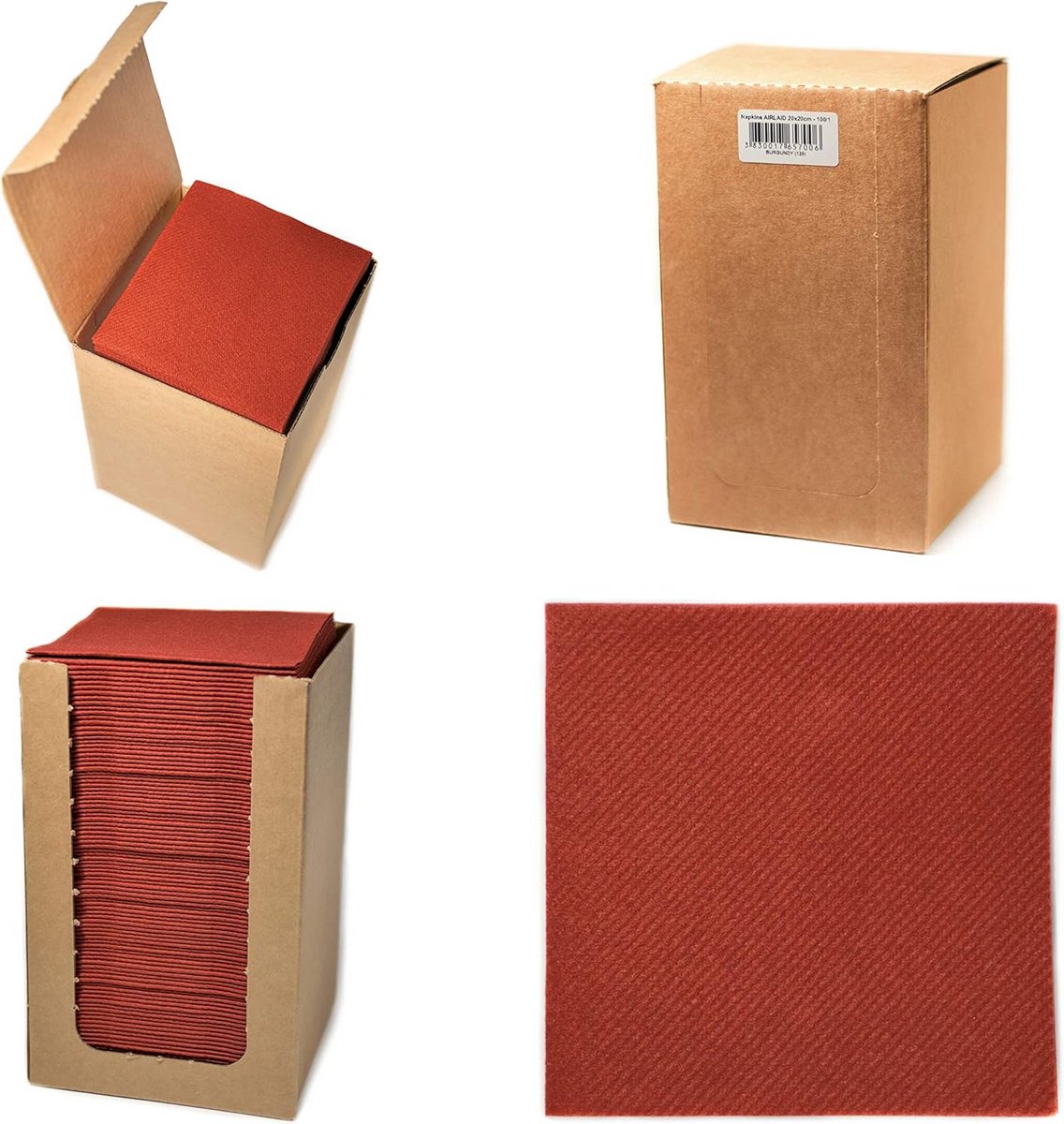 Luxe Airlaid Cocktail Servetten Bordeauxrood 20x20 cm - Hoogwaardige Wegwerpservetten