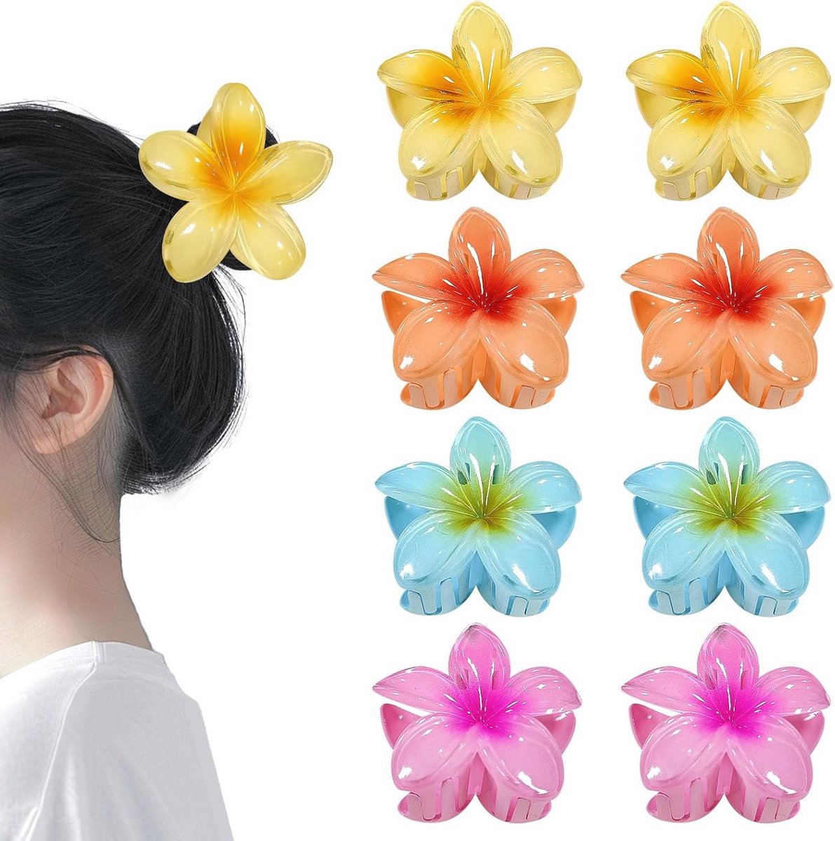 8 stuks Antislip Hawaii Haarspelden met Bloemdecoratie voor Dames