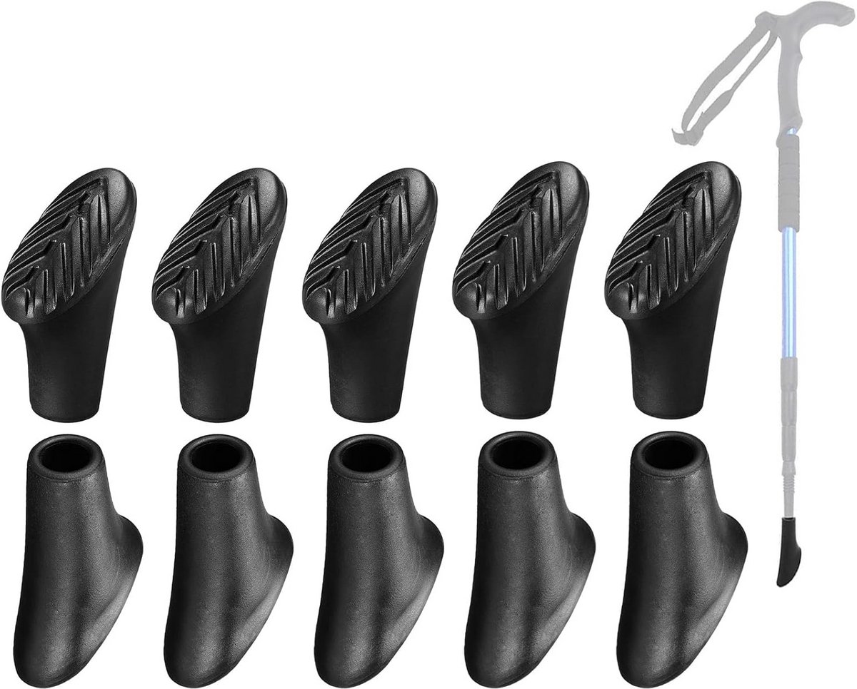 10 Stuks Wandelstokdoppen Rubber, Antislip Rubber Beschermers 11mm voor Trekkingstokken