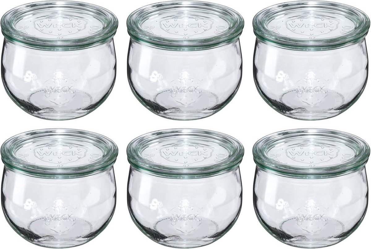 Glazen Potten in Tulpvorm 0.5L Set van 6 met Deksel - Ideaal voor Bewaren & Maken