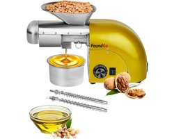 Elektrische Oliepers - Oliepersmachine - 1800W - 0-300°C - Heet & Koud Persen - 6-9 kg/u - Voor Noten, Pinda's, Sesam & Amandelen - Goud