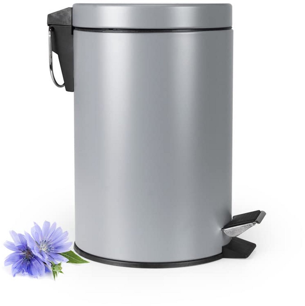 Kleine Pedalenemmer 3L Badkamer Prullenbak Antislip Grijs