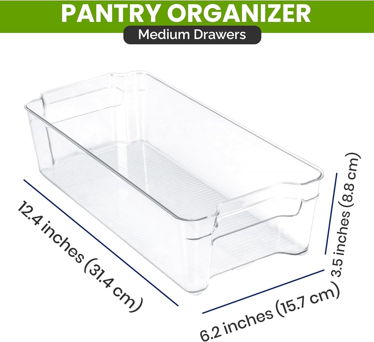 Candala - Opbergbakken Bijkeuken (Transparant) - Set van 8 containers (8 middelgrote opbergbakken) Opslag voor keuken, bijkeuken, kasten, aanrecht en koelkast - BPA-vrij