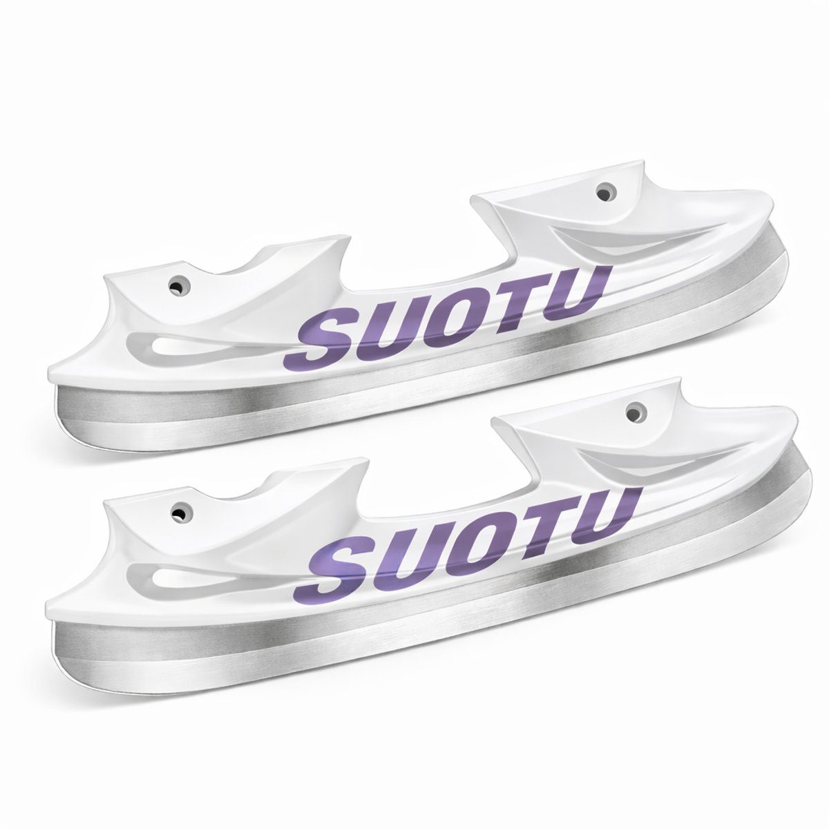 Suotu IJshockeyaccessoires 1 Set RVS Lemmet en Beschermer voor Schaatsen Vervangende lemmeten Geschikt voor de Suotu S78 Skeelers Paars