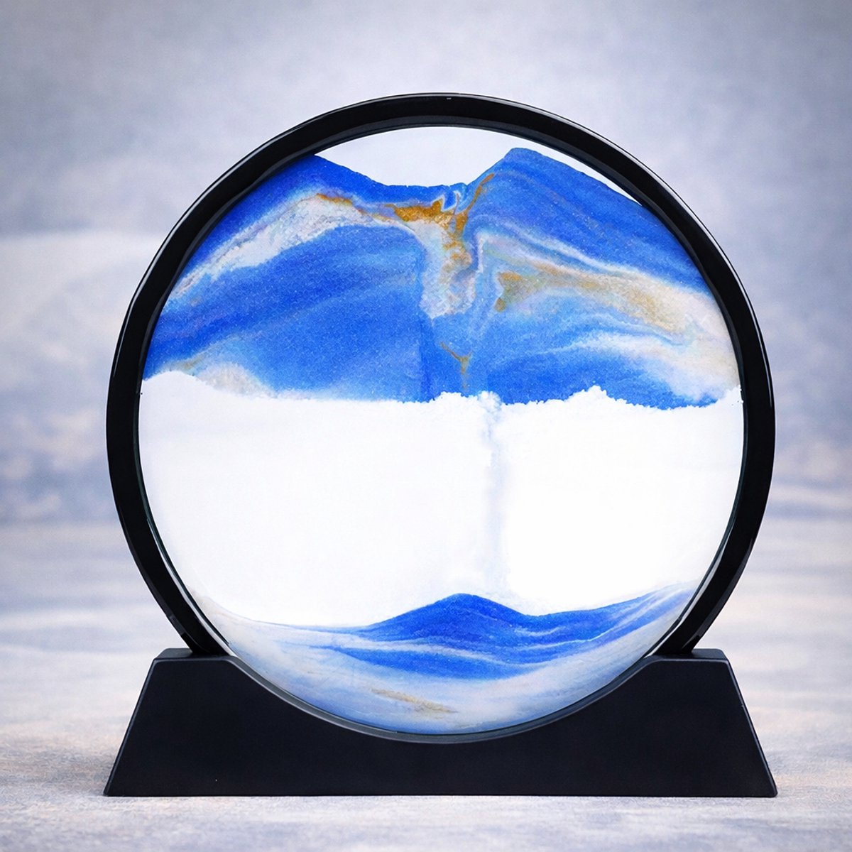 S4H - 3D Zandkunst Cirkel – Moving Sand Art Picture Blauw/Wit – Rustgevende Relax Decoratie – S4H