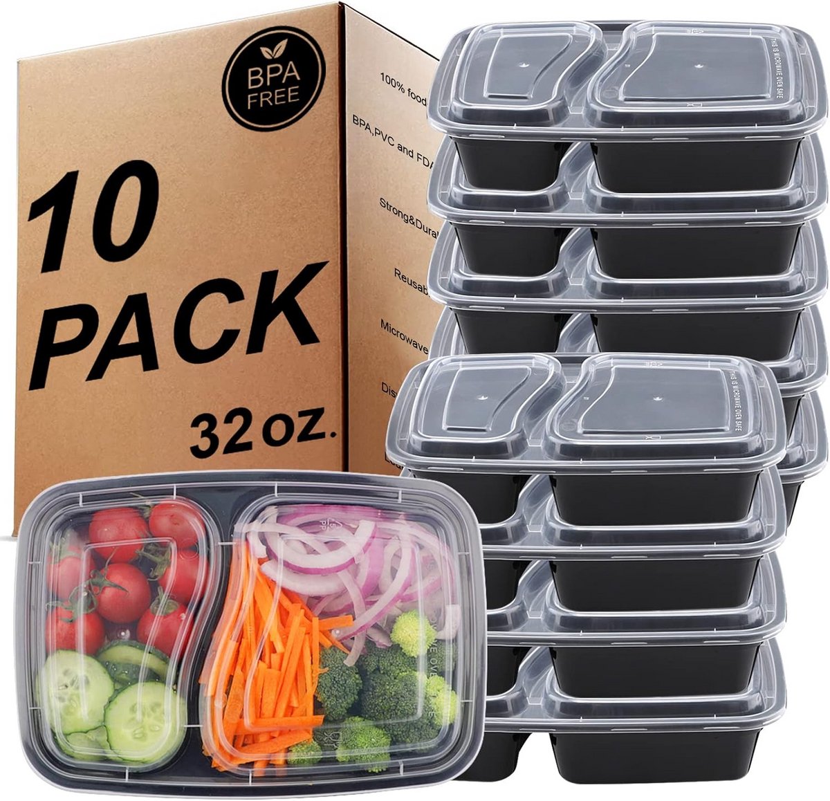 10x Bento Lunchbox Set - Lucht- en Lekdicht - BPA-vrij - Ideaal voor Oven, Magnetron & Vriezer