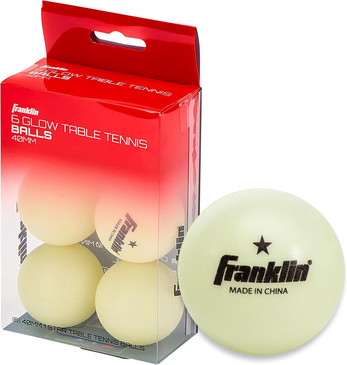 Glow-in-the-Dark Tafeltennisballen 40mm - 6 Stuks