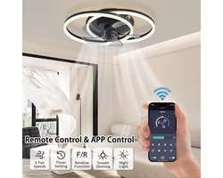 Moderne LED Plafondventilator met Verlichting 50CM - Stille Ventilator, Dimbaar Licht en Afstandsbediening/App