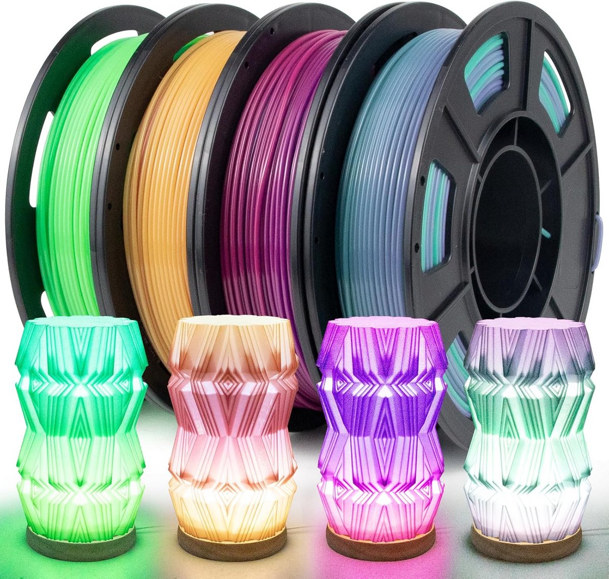 PETG 3D Printer Filament Gradiënt Kleurveranderend Doorshijnend - Set van 4 x 250g