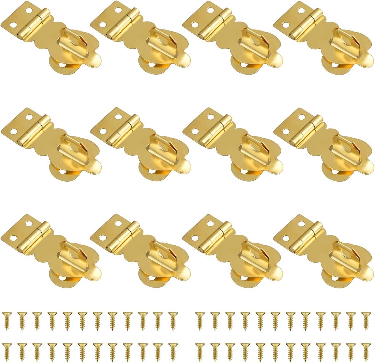 12x Mini Messing Hangslotjes voor Houten Kisten en Sieradendoosjes - Decoratieve Hasp Sluiting met Schroeven