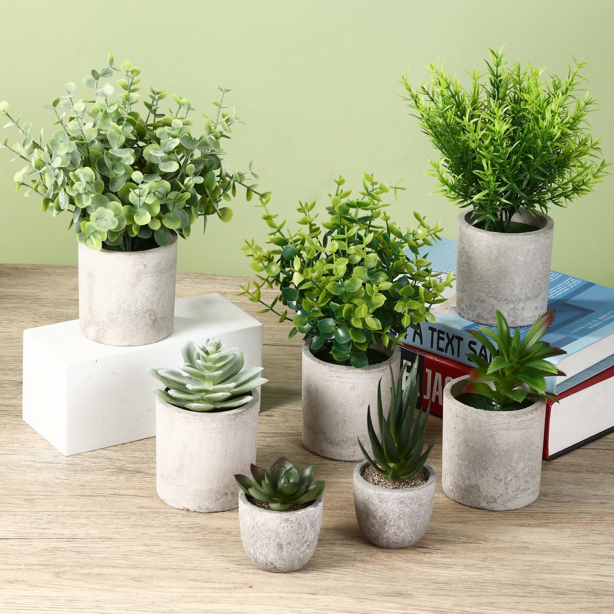 Unyqoos Set van 7 decoratieve kunstplanten voor woonkamer, slaapkamer en kantoor, groente, 30cm, 7 stuks