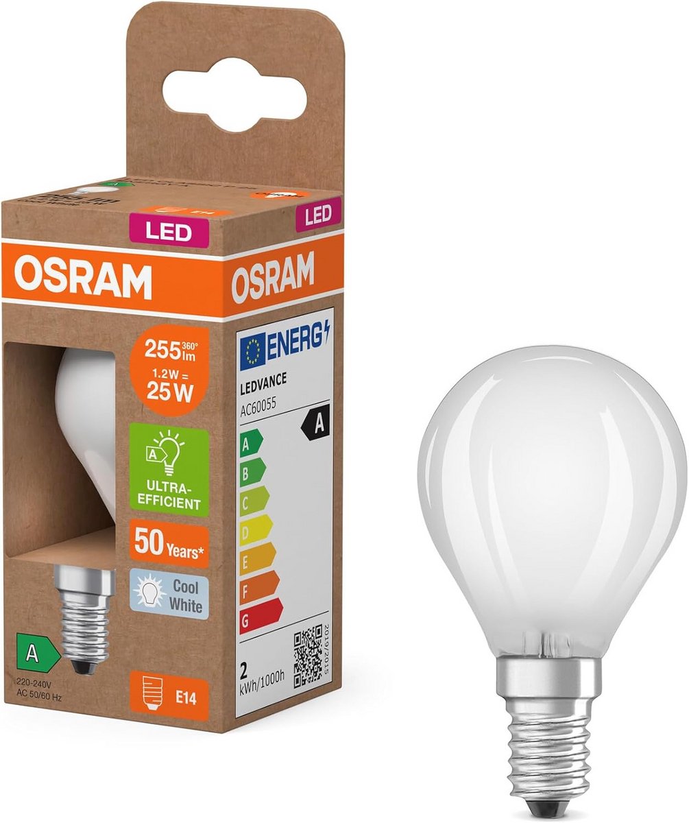 Decoratieve LED Minibol E14 met Zichtbare Gloeidraad, 4000K Koud Wit