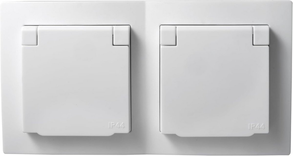 Stekkerdoosset - Stopcontacten - Vochtige ruimtes - IP44 spatwaterdicht - 3-delig - Wit