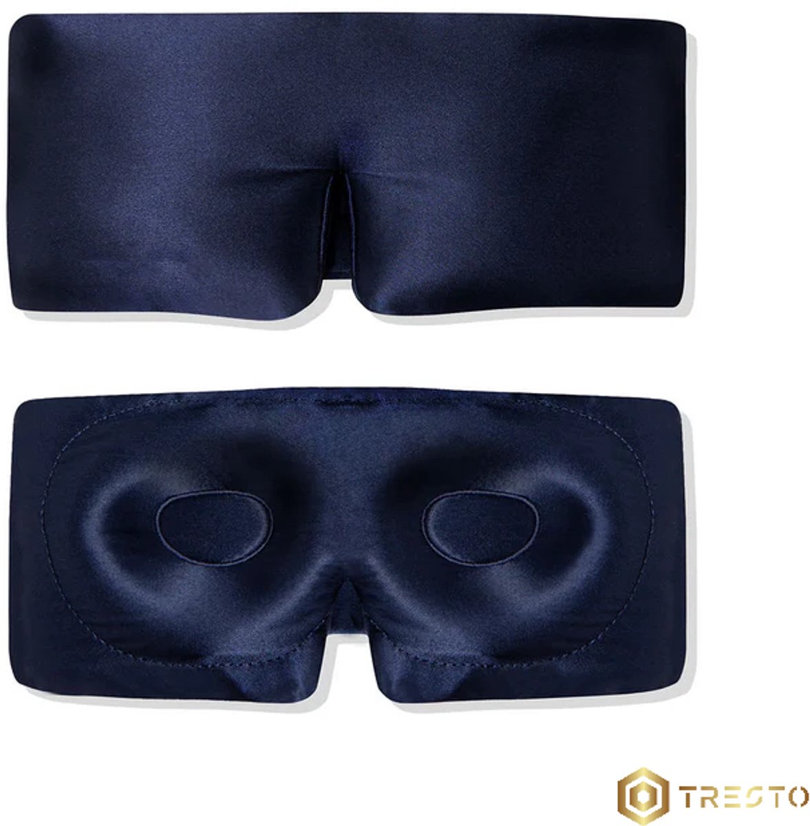 TRESTO - Premium Zijden Slaapmasker 3D – Geen Druk op de Ogen – 100% Verduisterend – Ultrazacht Moerbeizijde – Navy Blauw