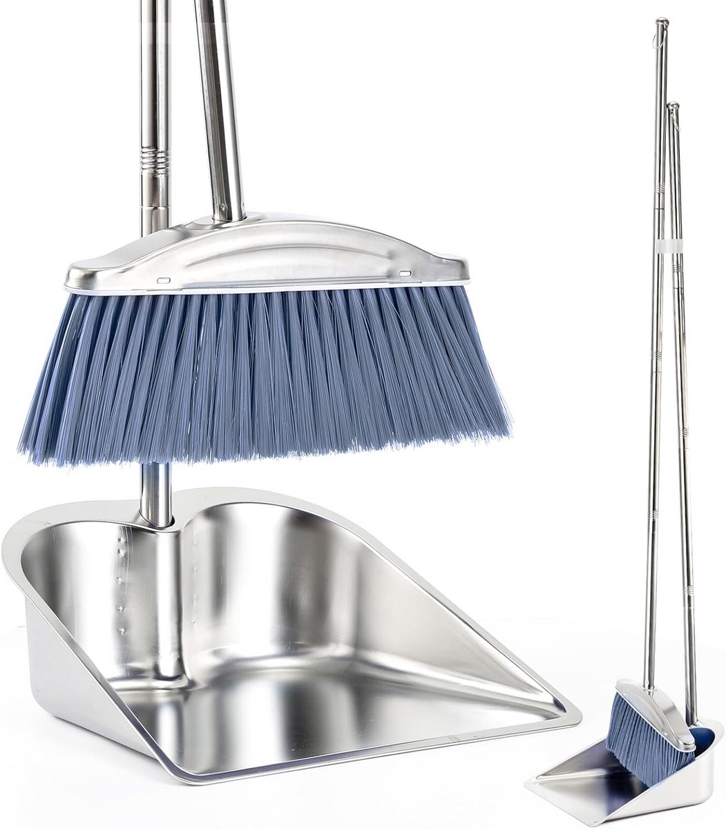 Complete Bezem en Stofpan Set met Lange Steel - Binnen en Buiten Gebruik