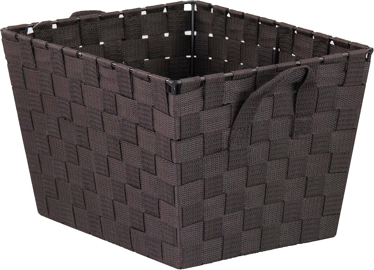 Middelgrote Opbergbak Non-Woven Stof met Banddetails - Bruin