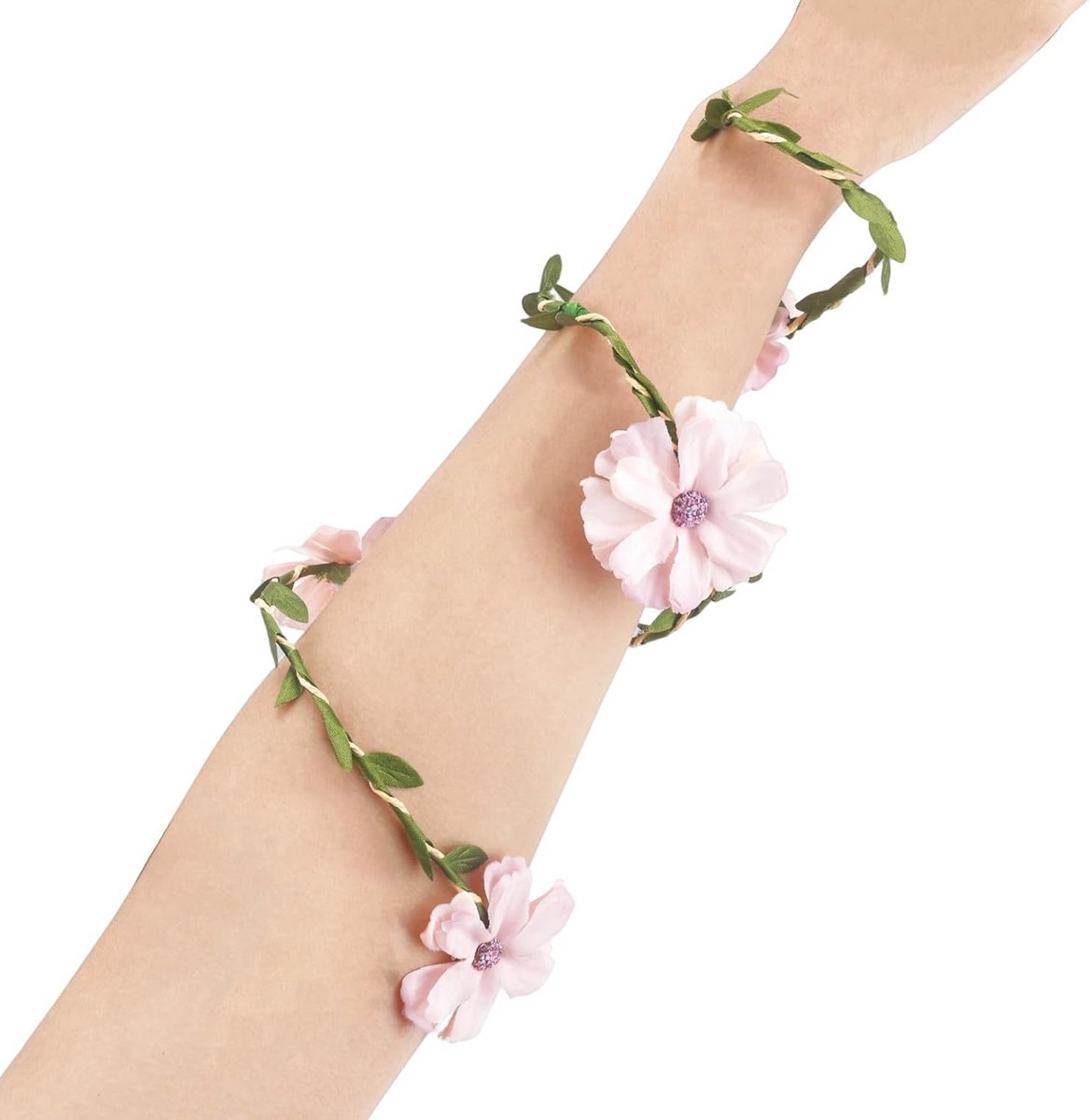Bloemenarmband - Feeënsieraad - Feestelijke aankleding - Zachte zijde stof - 80 cm lengte - Roze